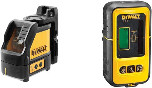 DEWALT 2-Way Self Levelling Cross Line Green Beam Laser with Carry Case DW088CG & Green Line Laser Detector Upto 50M Working Range DE0892G