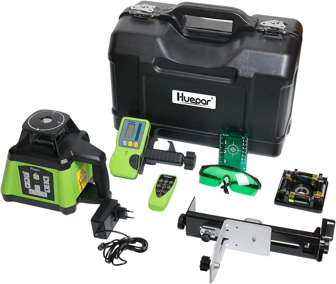 Huepar Professional Self Rotating Laser Level Green Beam Kit, RL200HVG
