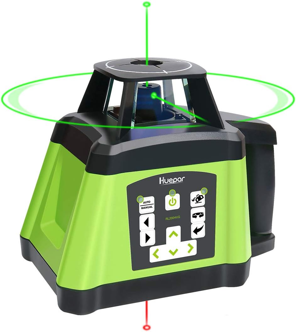 Huepar Professional Self Rotating Laser Level Green Beam Kit, RL200HVG