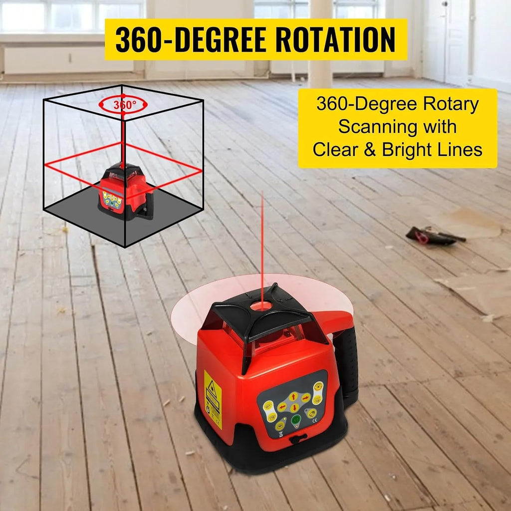 360° Rotary Laser Level Kit 500m Range Beam with Rod & Staff Automatic Red Rotating Laser Level Self-Leveling Precision Measuring Tool Construction and Layout Ideal for Indoor & Outdoor Projects