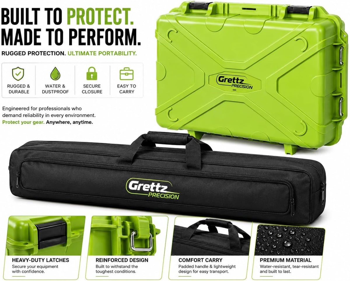 Grettz G70 Red Beam Rotary Laser Level Kit — Dual Grade, Self-Levelling