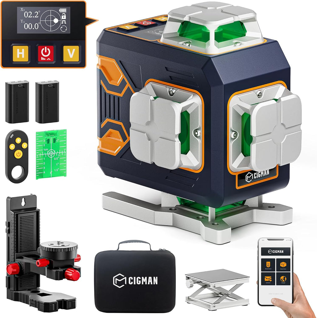 CIGMAN Green Laser Level, 4x360° Self Leveling, APP Control, for DIY&Home