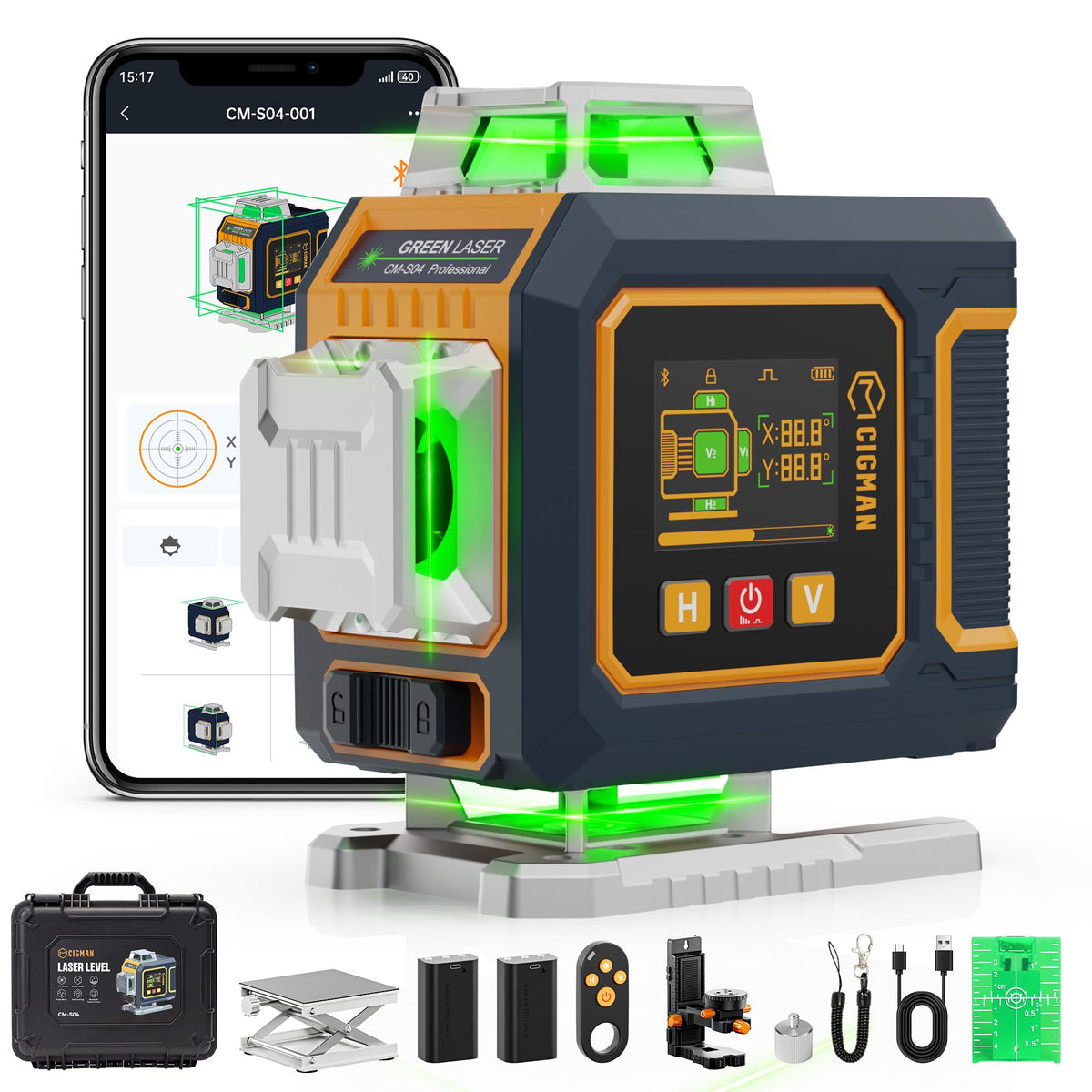 CIGMAN Green Laser Level, 4x360° Self Leveling, APP Control, for DIY&Home