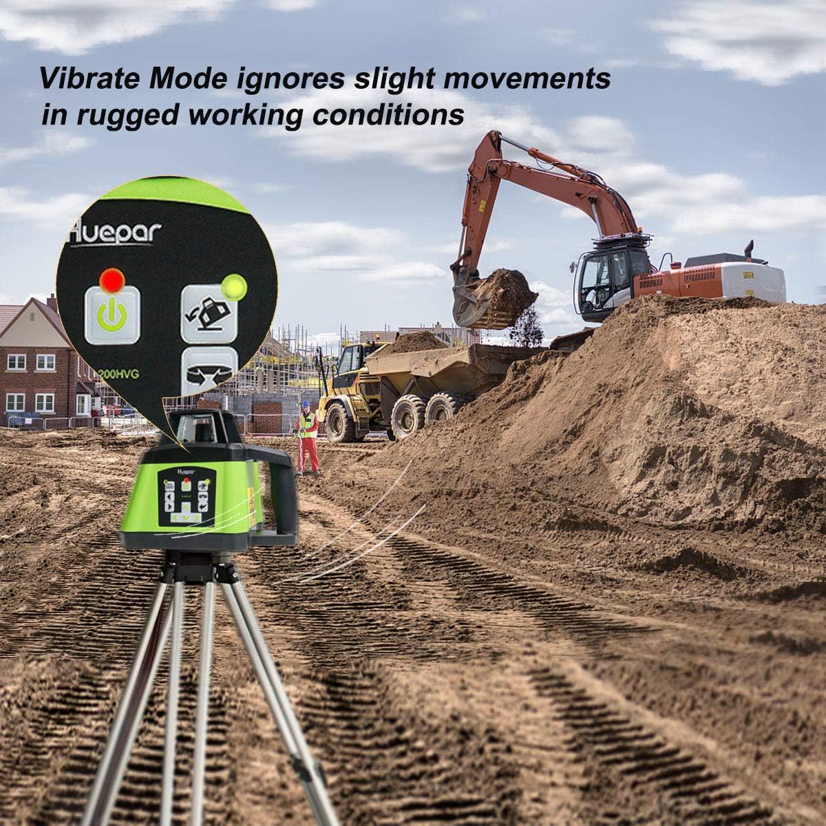 Huepar Professional Self Rotating Laser Level Green Beam Kit, RL200HVG