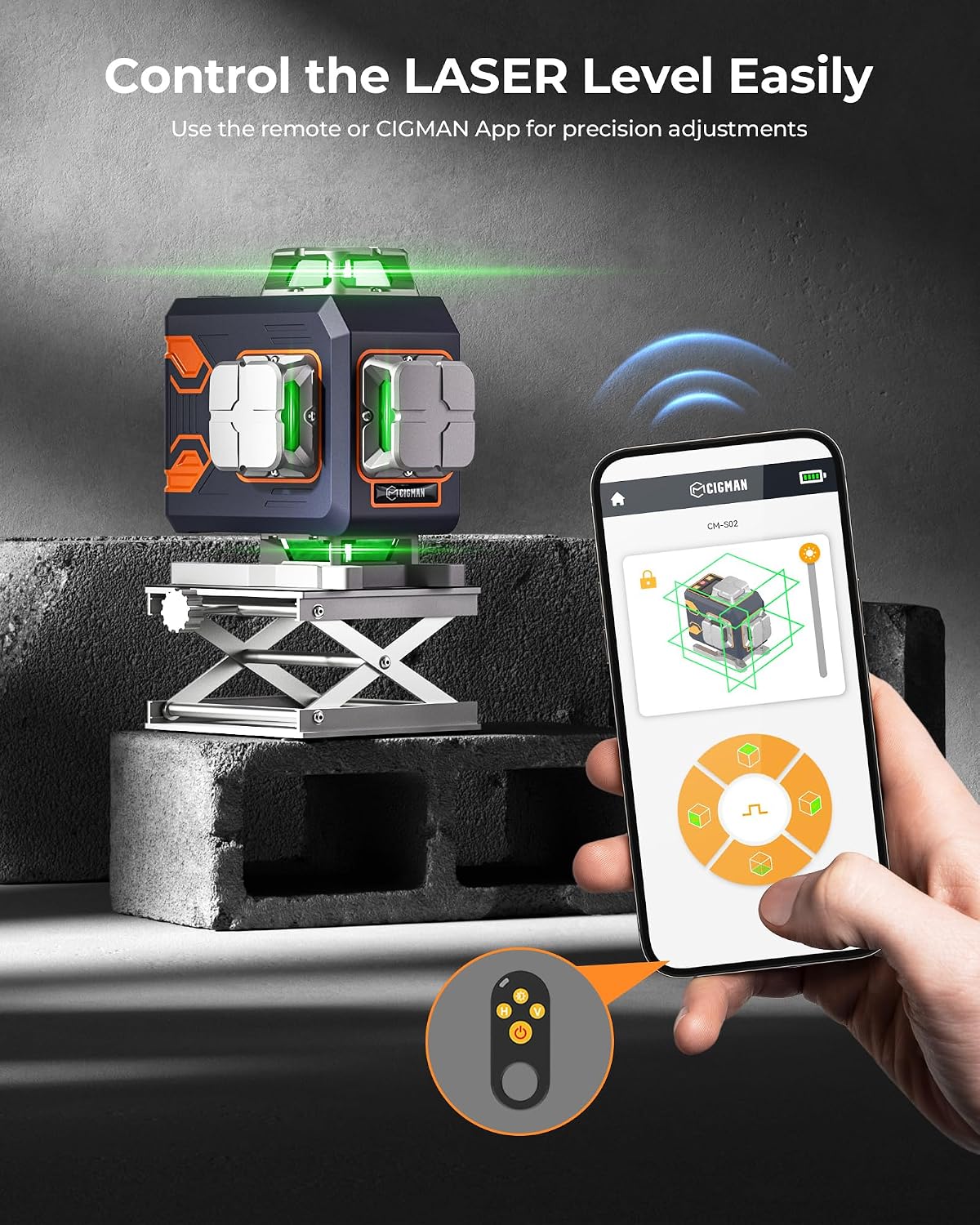 CIGMAN Green Laser Level, 4x360° Self Leveling, APP Control, for DIY&Home